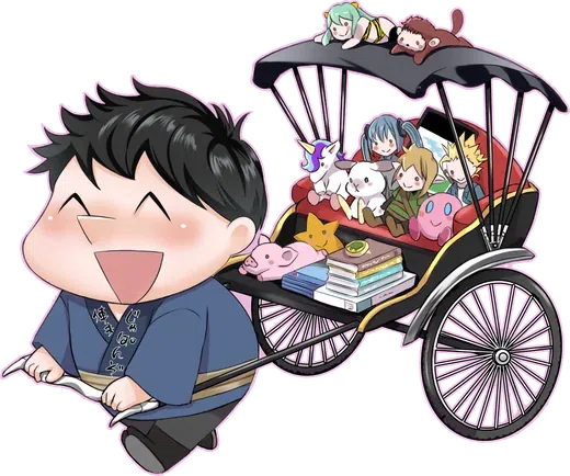 浅草の人力車にぬいぐるみを積んだジャパンゾンのイラスト